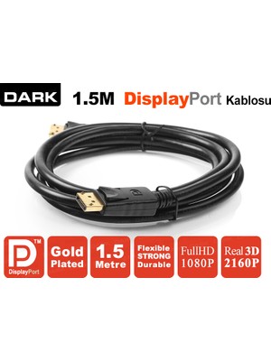 Dark 1.5m Displayport Altın Uçlu Kablo 1080P Dk Cb DPL150
