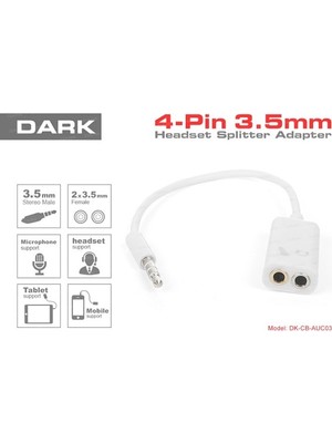 Dark DK-CB-AUC03 1x Erkek Stereo 2x Dişi Ses Ara Kablosu
