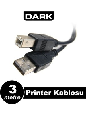Dark 3 Metre Usb2.0 Printer ve Data Yazıcı Kablosu (B-Tip) (DK-CB-USB2PRNL300)