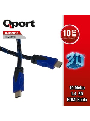 Qport Q-HDMI10 HDMI Kablo 10MT Ver1.4 Altın Uçlu 3D