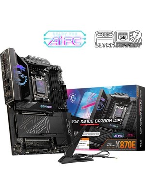 Msı Mpg X870E Carbon Wıfı Ddr5 8400MT/S 1xhdmı 2xusb4 4xm.2 Atx Am5 (Amd Am5 9000/ 8000/ 7000 Seri Işlemci Uyumlu)
