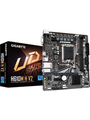 Gıgabyte H610M-H-V2 Ddr5 5600MHZ 1xvga 1xhdmı 1xm.2 USB 3.2 Matx 1700P (12. / 13. ve 14. Nesil Işlemci Uyumlu)