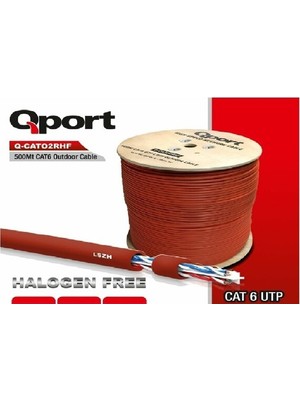 Qport 500 Metre Q-CATO2RHF Lszh[yanmaz] Cat6 0.58MM Outdoor Kablo