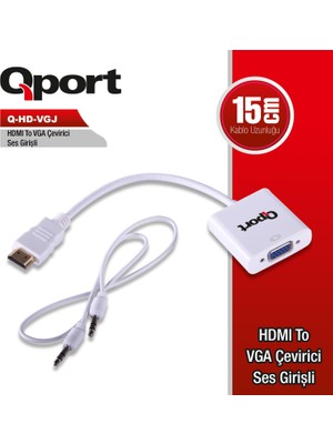 Qport Q-Hd-Vgj  HDMI To VGA Cevırıcı+ Ses Jack