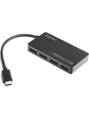 Dark Connect Master DK-AC-USB31X4 4port Usb3.1-Type-C Siyah USB Çoklayıcı Hub