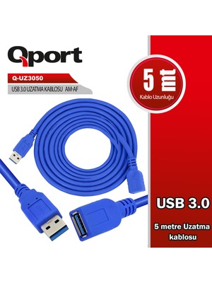 Qport Q-UZ3050 Usb3.0 5mt Uzatma Kablosu