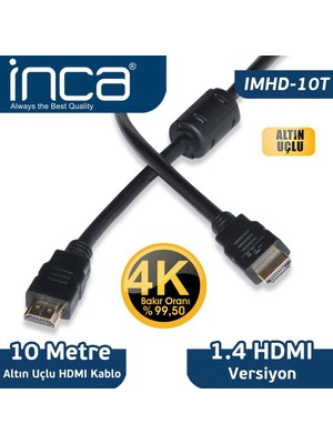 Inca IMHD-10T 10M HDMI 1.4V 3D Altın Uclu Kablo