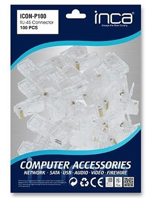 Inca ICOM-P100 RJ45 Cat6 100 Adet Plastık Konnektor