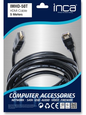 Inca IMHD-50T 5mt 1.4V 3D Altın Uçlu HDMI Kablo