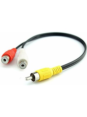 Koodnax Anfi Y Kablo 1 Erkek Rca To 2 Dişi Rca Lale Tos Kablo - 25CM