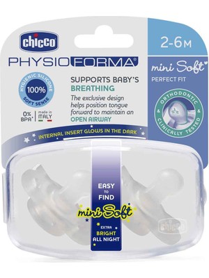 Chicco Gece Parlayan PhysioForma Mini Soft 2'li Emzik 2-6 Ay