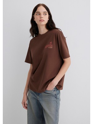 Mavi Baskılı Kahverengi Tişört 1613530-70242