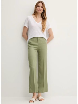 Benetton V Yaka Bej Kadın T-Shirt 37UJD401Q