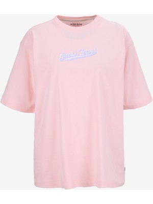 Guess Jeans Pembe Kadın T-Shirt Gj Ss Cn Os Curved L - Organıc Cott