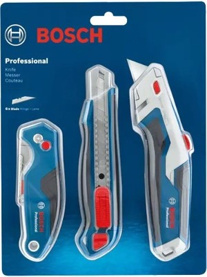 Bosch Profesyonel Maket Bıçağı Seti 3 Parça Dayanıklı Alüminyum Gövde ile Endüstriyel Kullanım İçin