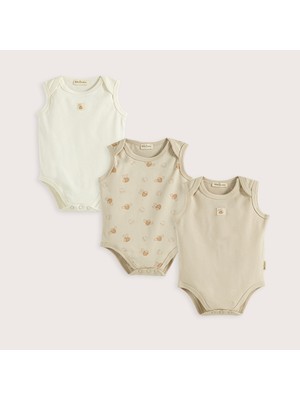 Happy Bee 3'lü Kolsuz Body Set Taş/ekru