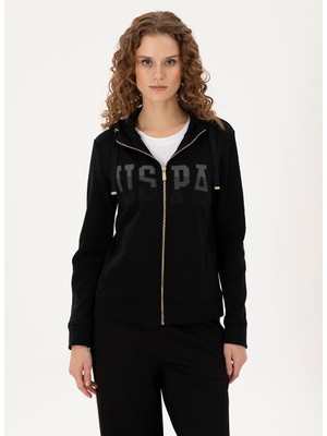 U.s. Polo Assn. Siyah Kadın Kapüşon Regular Fit Sweatshirt SW01-SK024