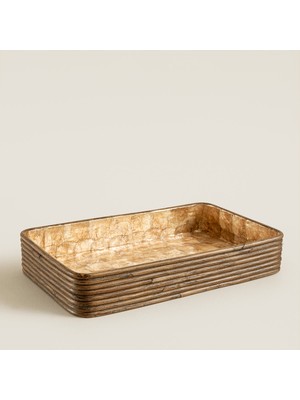 Innoq Yuvarlak Dekoratif Tepsi 52X34 cm Sedef