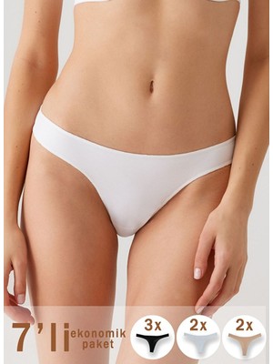 7'li Ekonomik Paket 2071 No Show Iz Belli Etmeyen Pamuklu Basic Tanga