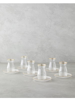 Janice Cam 12 Parça 6 Kişilik Çay Seti 135 ml Gold