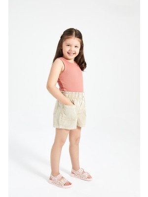 Vicco Miyu II Kız Çocuk Bebe Sandalet Pudra Renk Microfiber Malzeme ile Şık Tasarım