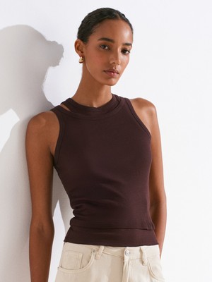 31853 Çift Görünümlü Top-Kahve