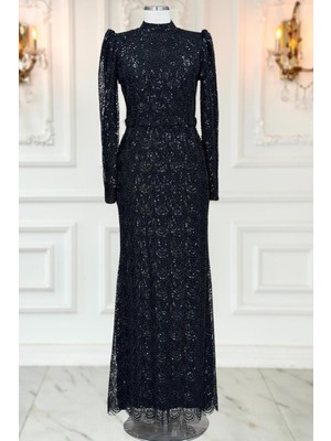 Amine Hüma Dora Tesettür Abiye Siyah