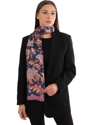 Gül Kurusu Çiçek Desen Vual Ipek Fular