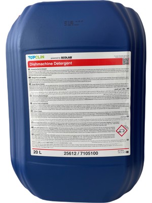 Ecolab Topclin Dishmachine Detergent  - Endüstriyel Bulaşık Makineleri Için Sıvı Deterjan 20L (22,3kg)