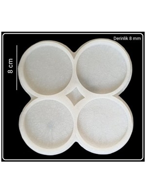 ElHobi 8 cm Dörtlü Yuvarlak Bardak Altı Kalıbı - Hobi Silikon Kalıbı -Kod:Sn26