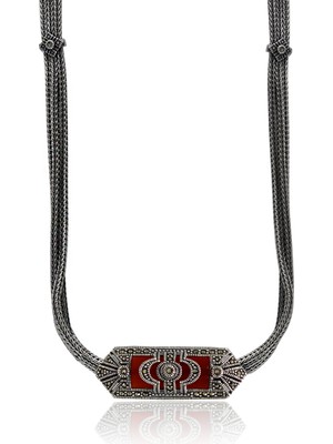 Akik Taşlı Artuklu Model Markazit Taşlı Gümüş Kadın Gerdanlık 201024280