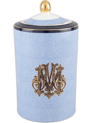 Micasa Desenli Mavi Porselen Kavanoz 15X26CM