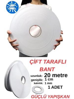 1 Adet 20 Metre Uzunluğunda 1,sınıf Kaliteli Çift Taraflı Bant Ofis Salon Çerçeve Kırtasiye Bantlama