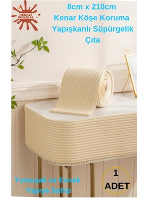 Renkli Duvarlar Krem Renkli Yapışkanlı Meva Lambiri Model Çıta 8CMX210CM 1 Adet Süpürgelik Kenar Koruma