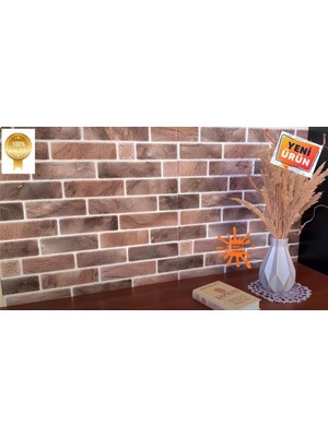 Renkli Duvarlar Kendinden Yapışkanlı  Kahverengi Tuğla Tv Arkası Salon Ofis Duvar Kağıdı Paneli 70X35CM 1 Adet NW154