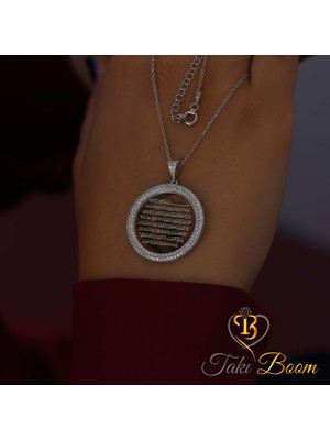 Dualı Kolye Beyaz Taşlı Ayetel Kürsi Gümüş Kolye