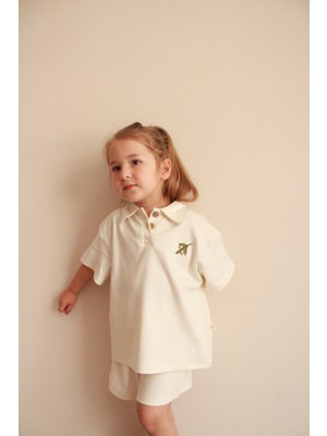 Zeytin Nakışlı Polo Yaka Şortlu Takım