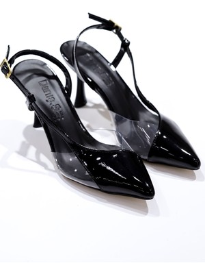 Dns 012 Arkadan Bağlı Şeffaf Detaylı Topuklu Ayakkabı