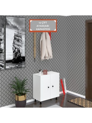 Kenzlife Ayakkabılık Cimcime4 Byzbyz 68*060*32 Kapaklı 4 Raflı 12 Çift Ayakkabı Kapasitesi