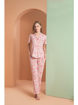 Pjs Kadın Pembe Önden Düğmeli Pijama Takımı 27050