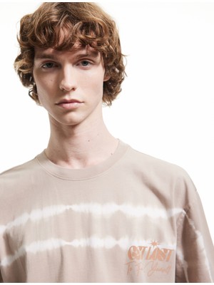 Koton Kısa Kollu Bisiklet Yaka Baskılı Yıkamalı Pamuklu Oversize Tişört