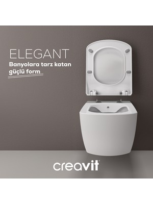 Creavit Elegant Rim-Off Asma Klozet ve Elegant Duroplast Yavaş Kapanan Klozet Kapağı