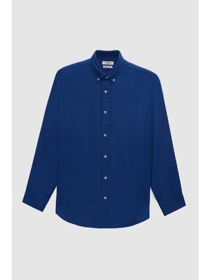 Ds Damat Comfort Indigo Düz Gömlek