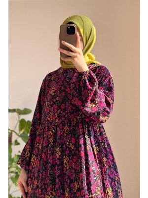 Ande Tesettür Çiçek Bahçesi Elbise - 0027