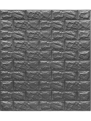 Renkli Duvarlar NW02 Kendinden Yapışkanlı Esnek Gri Tuğla Duvar Kağıdı Paneli 70X77 cm 6 Adet