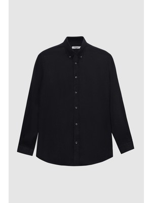 Ds Damat Comfort Siyah Düz Gömlek