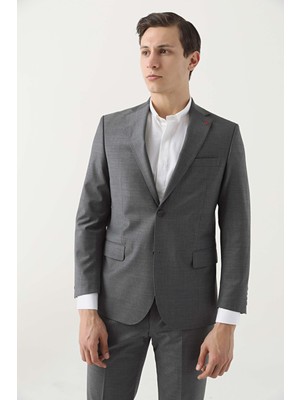 D'S Damat Ds Damat Comfort Fit Gri Düz Travel Takim Elbise 4HE05OB35604M