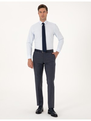 Pierre Cardin Erkek Koyu Mavi Slim Fit Yün Karışımlı Kumaş Pantolon 50317636-VR032