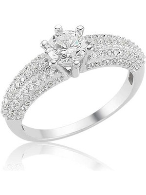 Gümüş Tek Taş Bayan Yüzük - 17