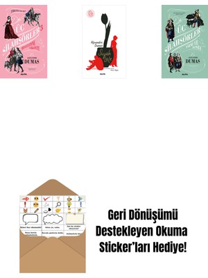 Üç Silahşörler 3 - Bragelonne Vikontu (Ciltli) + Siyah Lale + Üç Silahşörler Yirmi Yıl Sonra (Ciltli) + Okuma Sticker'ları